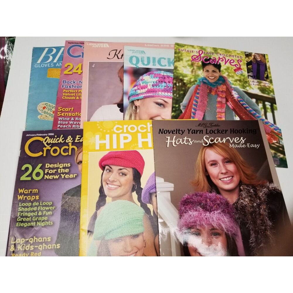 crochet books good used lot hats-scarfs-caps-gloves and more 1-9